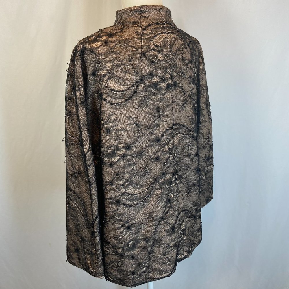 Chico's Blazer Jacket Women's Size 3 black beaded Lace Open Front XLarge 16 18 - Picture 2 of 7